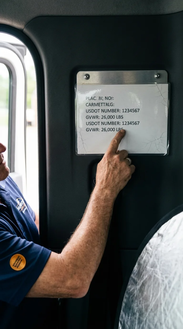USDOT licensing placard verification in Mayflower